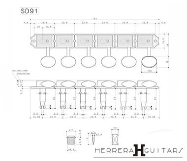 GOTOH SD91 STRAT / TELE VINTAGE 8 mm. STAGGERED | M6K1C-STAGG